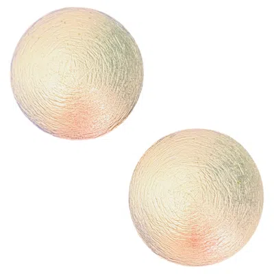 Pre-owned Dior Christian  Vintage Silver Unisex Textured Circle Round Domed Clip Earrings In Multiple