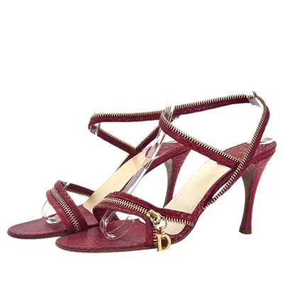 Pre-owned Dior Christian  Vintage S/s2001 Galliano Zipper Snakeskin Logo Charm Sandals 36 In Brown
