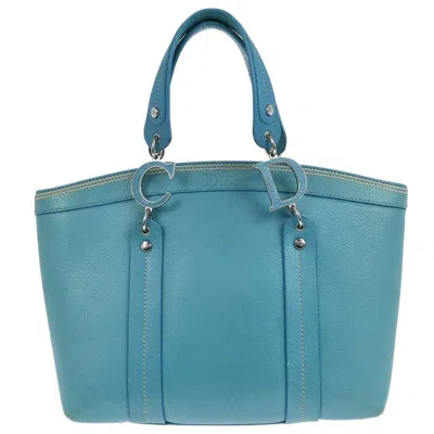 Pre-owned Dior Christian  Vintage Tote Leather Turquoise Leather Tote Bag Bag () In Blue