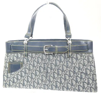 Pre-owned Dior Christian  Vintage Trotter Horizontal Tote Issimo Canvas Navy Canvas Tote Bag Bag ( In Blue