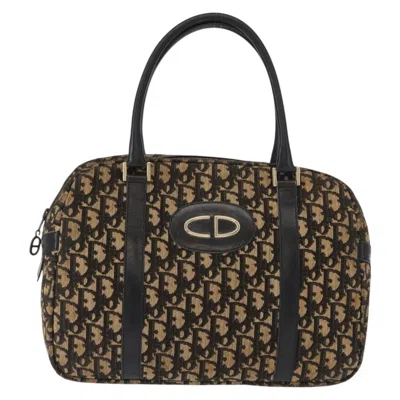 Pre-owned Dior Christian  Vintage Trotter Romantique Boston Issimo Coated Canvas Navy Canvas Shoulder Bag B