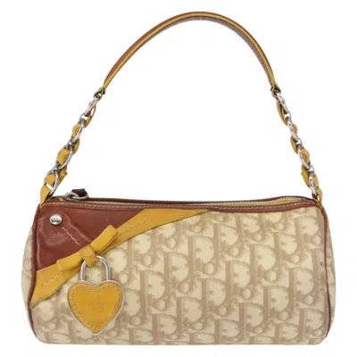 Pre-owned Dior Christian  Vintage Trotter Romantique Issimo Coated Canvas Beige Canvas Shoulder Bag Bag (pr