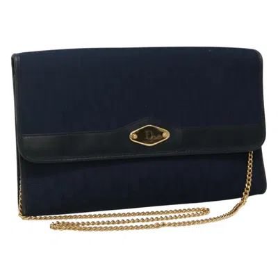 Pre-owned Dior Christian  Vintage Trotter Shoulder Bag Canvas Navy Canvas Shoulder Bag Bag () In Blue