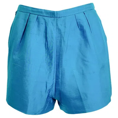 Pre-owned Dior Christian  Vintage Turquoise Silk Shorts In Blue