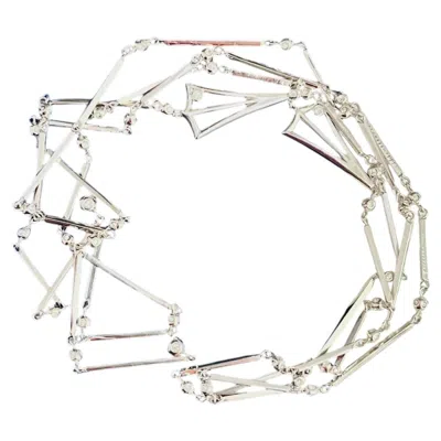 Pre-owned Dior Christian  Vintage Versatile Unisex White Crystals Long Triangle Necklace