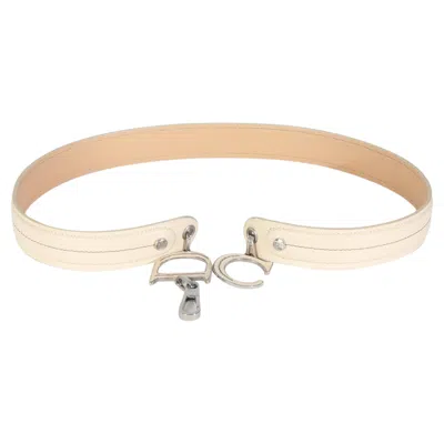 Pre-owned Dior Christian  Vintage White Leather Cd Charm Waist Belt