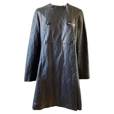 Pre-owned Dior Christian  Vintage Women's Leather Coat Flared Cut Size 38 In Black