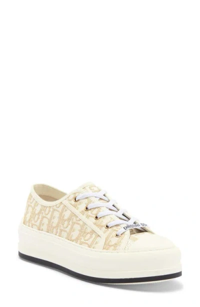 Dior Sneakers Round Toe Rubber Sole Textile In Neutral