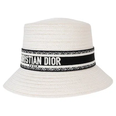 Pre-owned Dior Christian  White 2022 Iviera D-booy Straw Bucket Hat 57