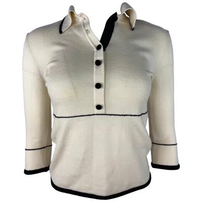 Pre-owned Dior Christian  White And Black Sweater Top, Size Large