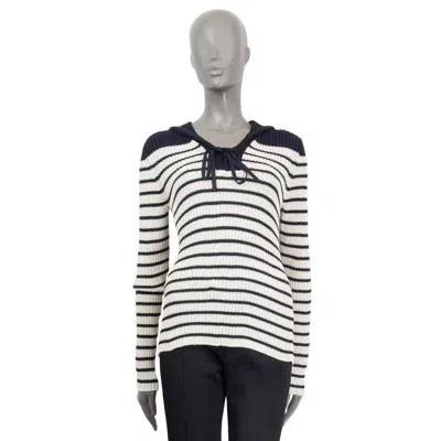 Pre-owned Dior Christian  White & Blue Cotton 2022 Mariniere Striped Sweater 40 M