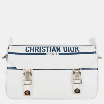 Pre-owned Dior Christian  White/ Blue Small Camp Messenger Bag
