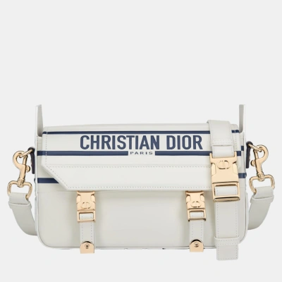 Pre-owned Dior Christian  White Calfskin Small Camp Bag