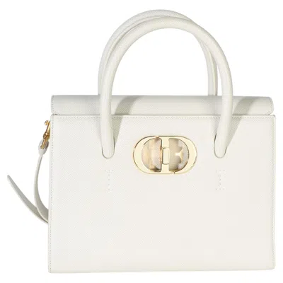 Pre-owned Dior Christian  White Calfskin Small St. Honore Tote