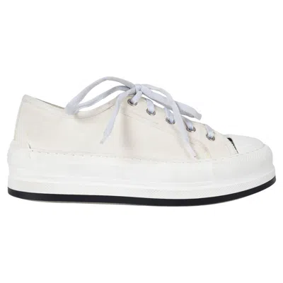 Pre-owned Dior Christian  White Canvas Walk'n' Platform Sneakers Shoes 37.5