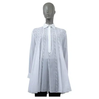 Pre-owned Dior Christian  White Cotton 2018 Lace Trim Tunic Blouse Shirt S