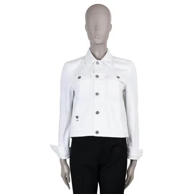 Pre-owned Dior Christian  White Cotton 2023 Etoile Embroidered Denim Jacket 38 S