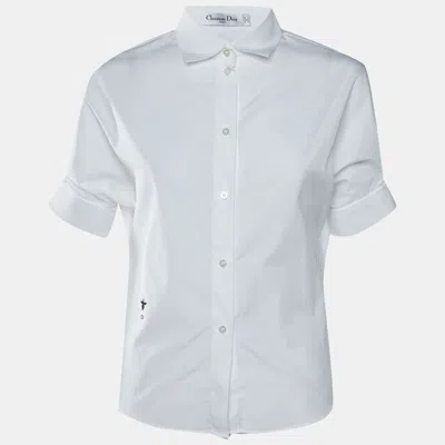 Pre-owned Dior Christian  White Cotton  Tribales Cufflink Detail Shirt M