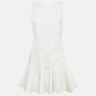 Pre-owned Dior Christian  White Cotton Flared Mini Dress M