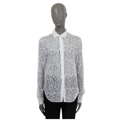 Pre-owned Dior Christian  White Cotton Floral Lace Button Up Shirt 38 S