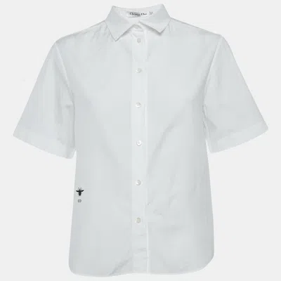 Pre-owned Dior Christian  White Cotton Poplin Short Sleeve Shirt M