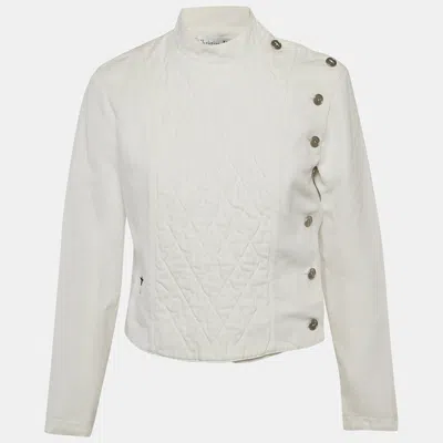 Pre-owned Dior Christian  White Cotton Quilted Crossover Jacket M