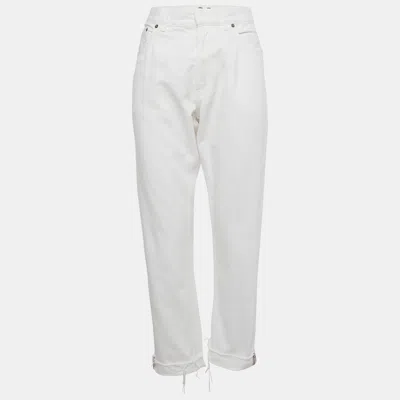 Pre-owned Dior Christian  White Denim Straight Fit Jeans L/waist 34"