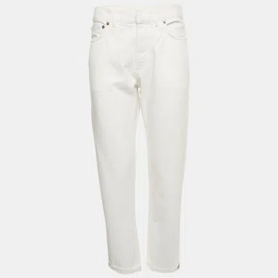 Pre-owned Dior Christian  White Denim Straight Leg Boyfriend Jeans S/waist 27"