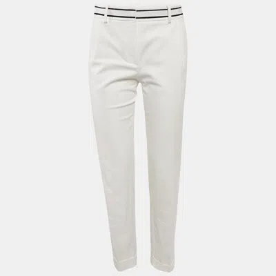 Pre-owned Dior Christian  White Gabardine Tapered Trousers S
