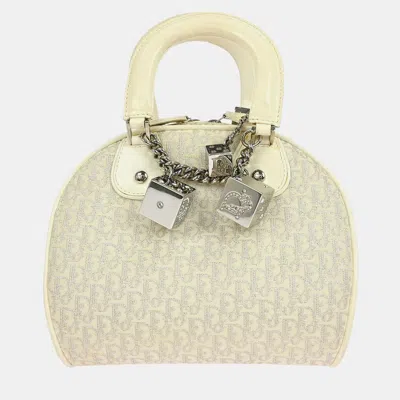 Pre-owned Dior Christian  White Gambler Dice Trotter Handbag