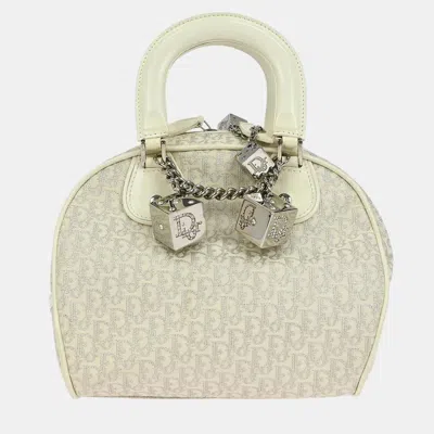 Pre-owned Dior Christian  White Gambler Dice Trotter Handbag