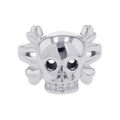 Pre-owned Dior Christian  White Gold (18k) Band Ring ()