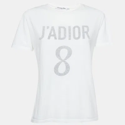 Pre-owned Dior Christian  White J'a 8 Graphic Jersey T-shirt Xs