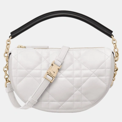 Pre-owned Dior Christian  White Lambskin Small  Vibe Hobo Bag