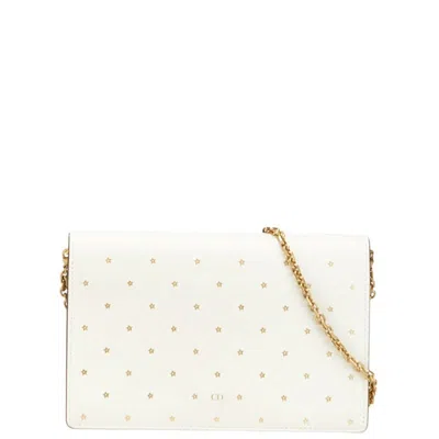 Pre-owned Dior Christian  White Leather Chain/shoulder Wallet ()