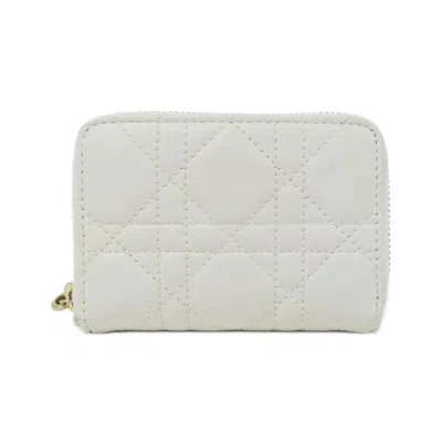 Pre-owned Dior Christian  White Leather Coin Purse/coin Case ()