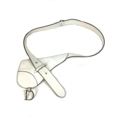 Pre-owned Dior Christian  White Leather Fanny Pack Pouch Saddle Bag ()