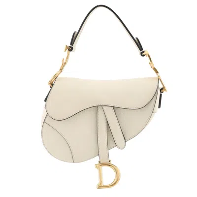 Pre-owned Dior Christian  White Leather Handbag Saddle Bag ()