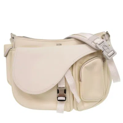 Pre-owned Dior Christian  White Leather Nylon Shoulder Bag ()