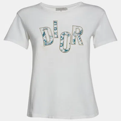 Pre-owned Dior Christian  White Logo Detail Crewneck T-shirt 12 Yrs