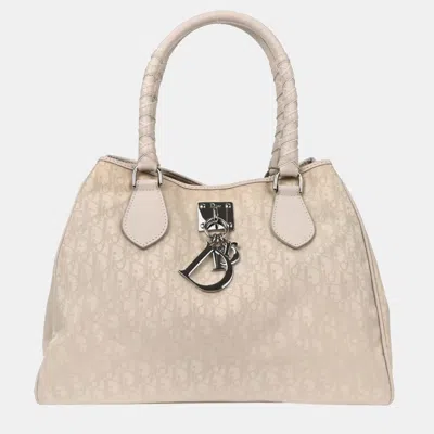 Pre-owned Dior Christian  White Lovely Trotter Tote Bag