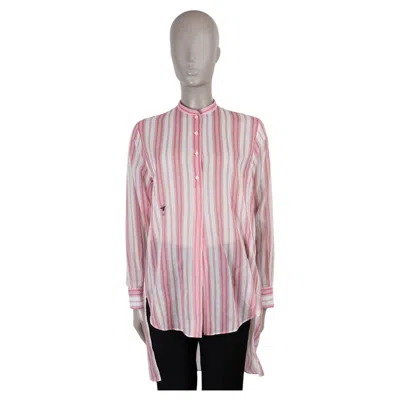 Pre-owned Dior Christian  White Pink Cotton 2019 Iviera Striped Voile Tunic Shirt S