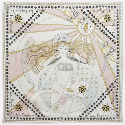Pre-owned Dior Christian  White Silk La Papesse Tarot Scarf