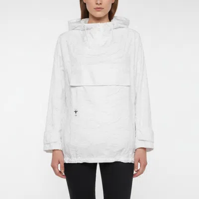Pre-owned Dior Christian  White Textured Tafetta Oversized Hoodie S