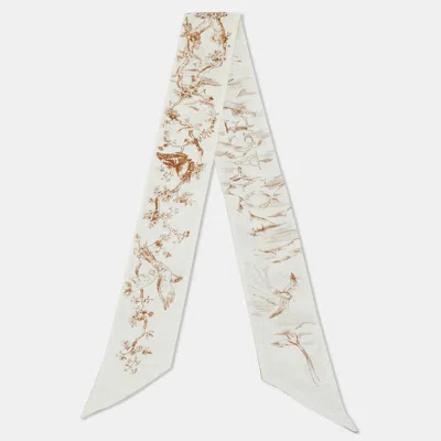 Pre-owned Dior Christian  White Toile De Jouy Sauvage Silk Mitzah Scarf