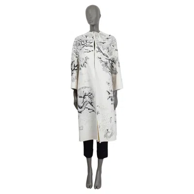 Pre-owned Dior Christian  White Wool & Rabbit Hair 2019 Embroidered Coat Jacket 38 S