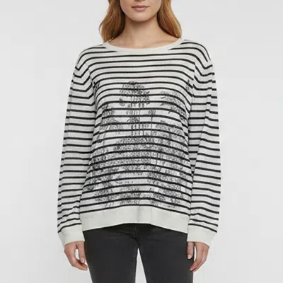 Pre-owned Dior Christian  White/navy Stripe "toile De Jouy Palms" Iviera Sweater L