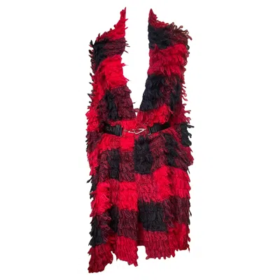 Pre-owned Dior Christian  Winter 2019 Women's Asymmetrical Coat Xs Italy In Red
