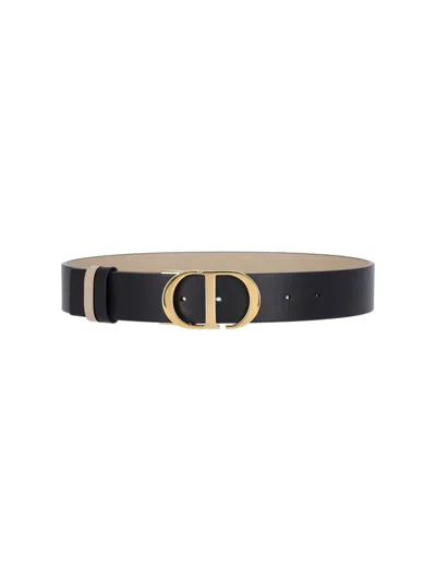 Dior Logo Buckle Double-sided Belt In Black