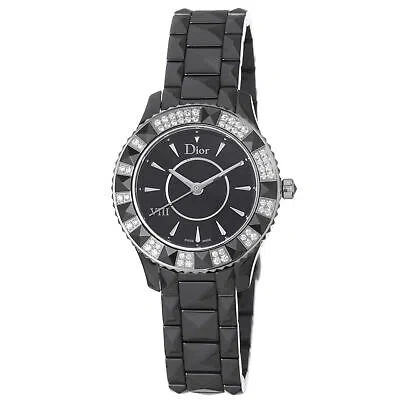 Pre-owned Dior Christian  Women's 'black Eight' Black Ceramic Diamond Watch Cd1231e1c001